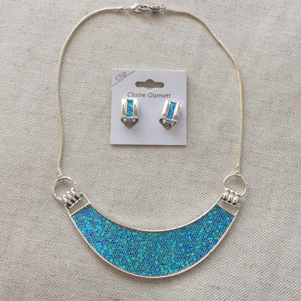 Claire Garnett turquoise earrings and necklace set